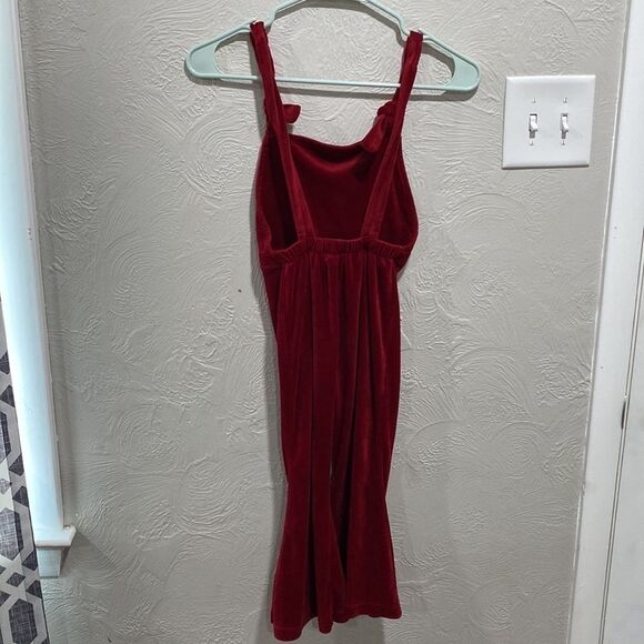 Bailey’s Blossom Red Velour Wide Flare Leg Jumpsuit Size 5T - Picture 4 of 6